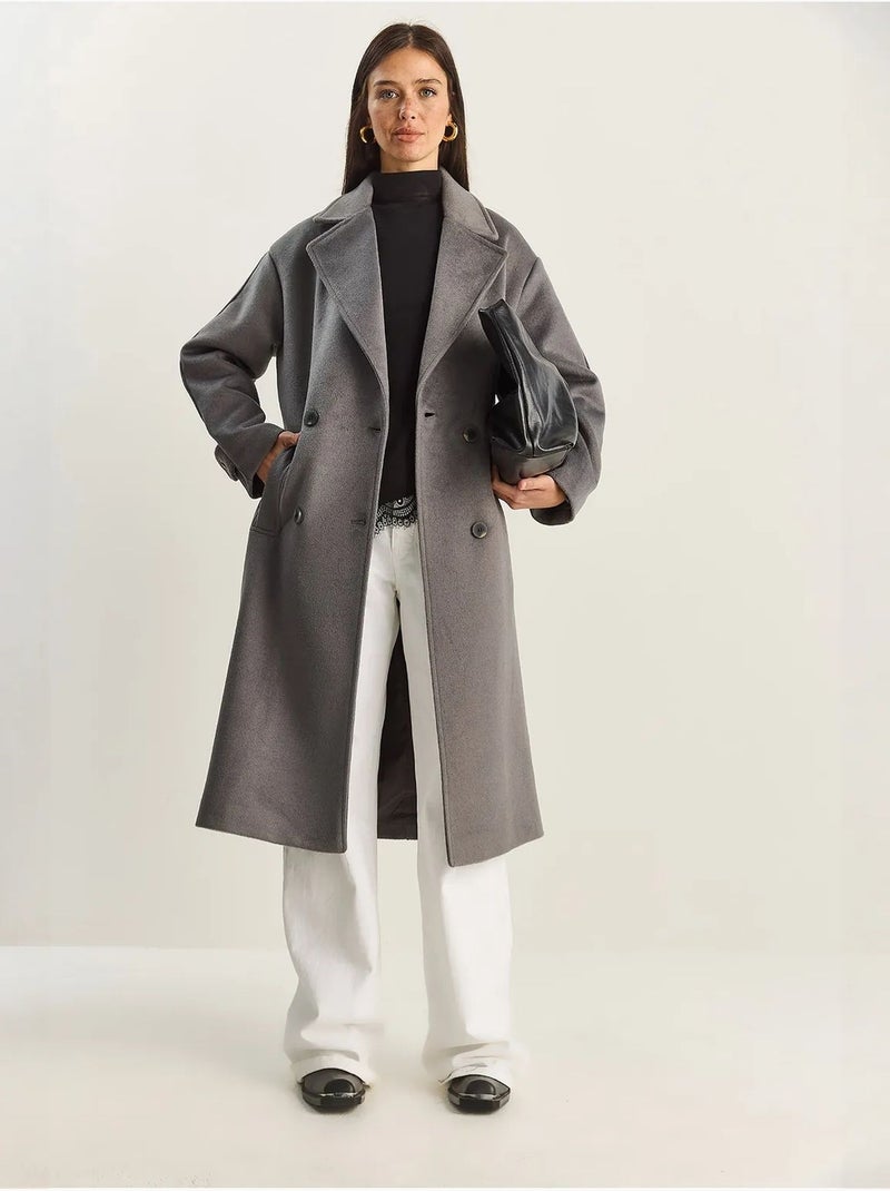 Casaco comprido oversized lucci Cinza-preto - Kiabi