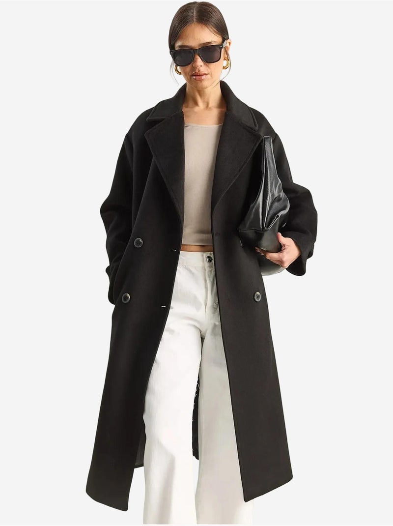 Casaco comprido oversized lucci Preto - Kiabi