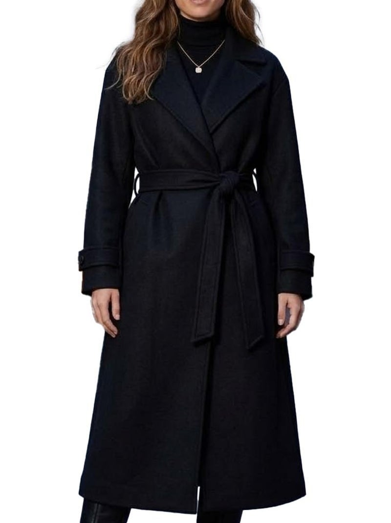 Casaco Comprido Preto de Mulher Vero Moda Vmamanda com Cinto Preto - Kiabi