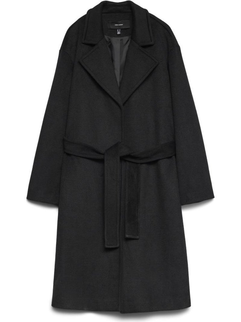 Casaco Comprido Preto de Mulher Vero Moda Vmamanda com Cinto Preto - Kiabi