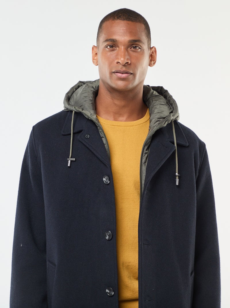 Casaco comprido quente e elegante Azul - Kiabi