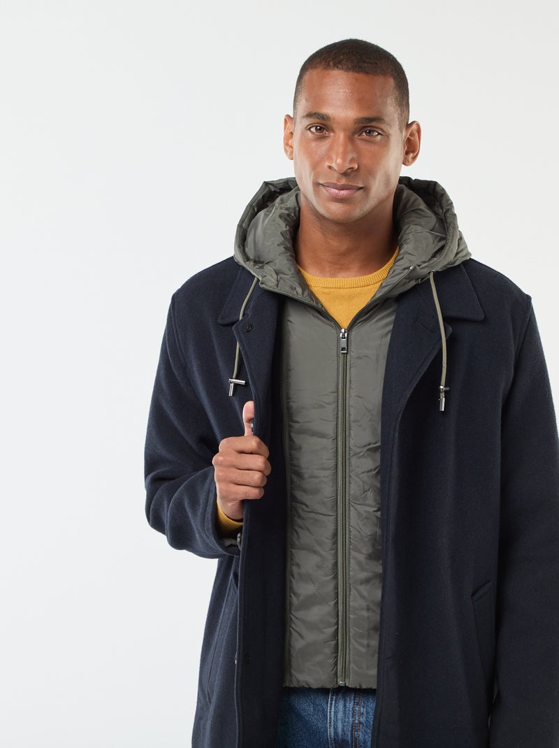 Casaco comprido quente e elegante Azul - Kiabi