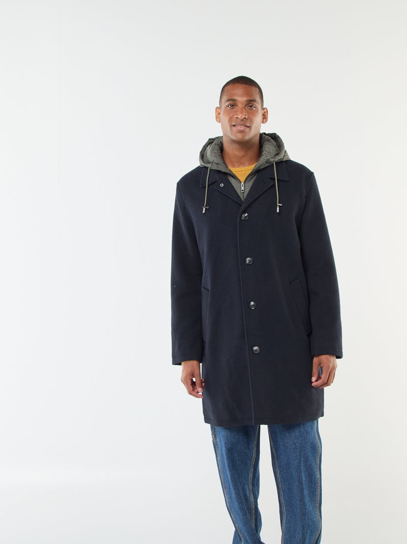 Casaco comprido quente e elegante Azul - Kiabi