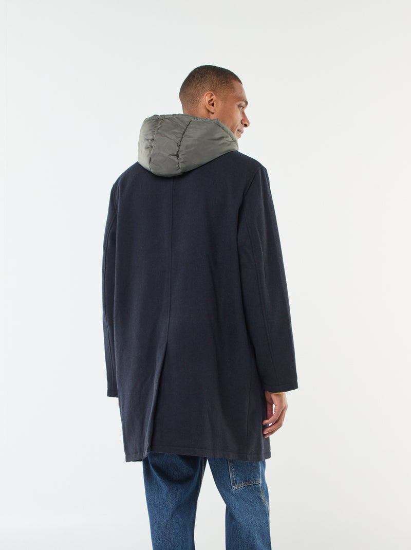 Casaco comprido quente e elegante Azul - Kiabi