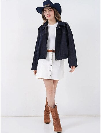 Casaco crop oversized com fecho de correr e bolso bdart