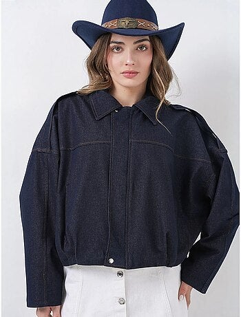 Casaco crop oversized com fecho de correr e bolso bdart