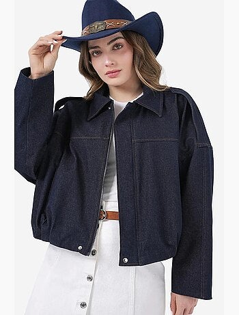 Casaco crop oversized com fecho de correr e bolso bdart