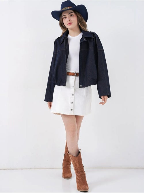 Casaco crop oversized com fecho de correr e bolso bdart - Kiabi Casaco crop oversized com fecho de correr e bolso bdart - Kiabi