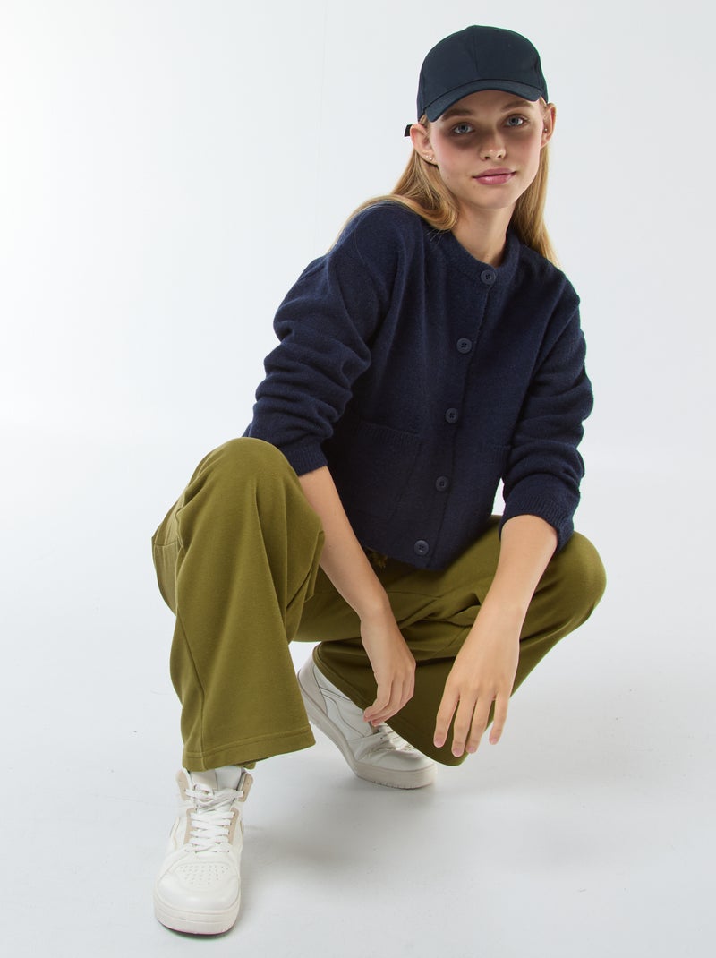 Casaco cropped em malha Azul - Kiabi