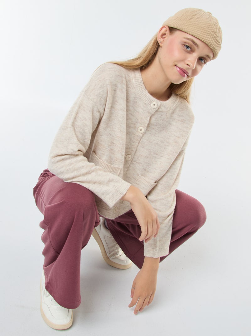 Casaco cropped em malha Bege - Kiabi