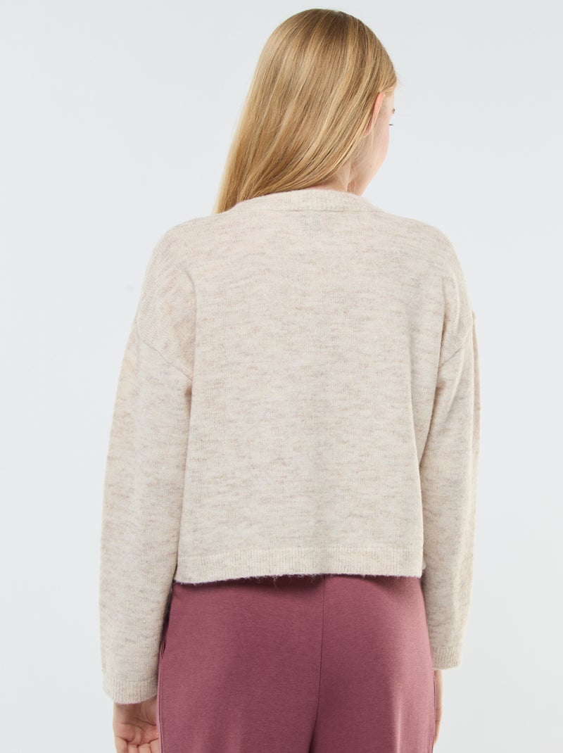 Casaco cropped em malha Bege - Kiabi