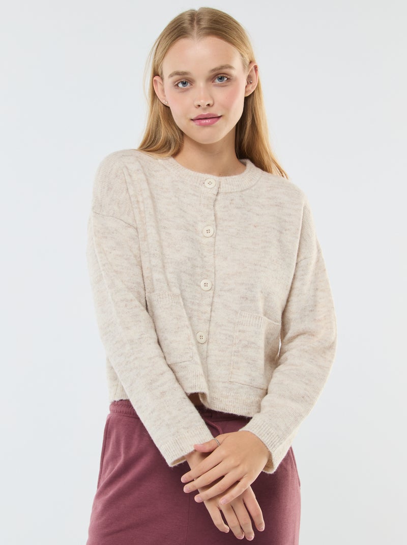Casaco cropped em malha Bege - Kiabi
