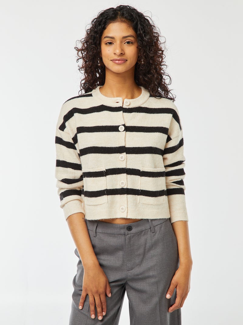Casaco cropped em malha Branco - Kiabi