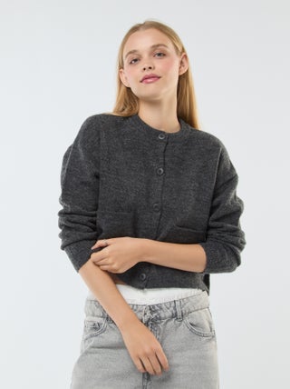 Casaco cropped em malha
