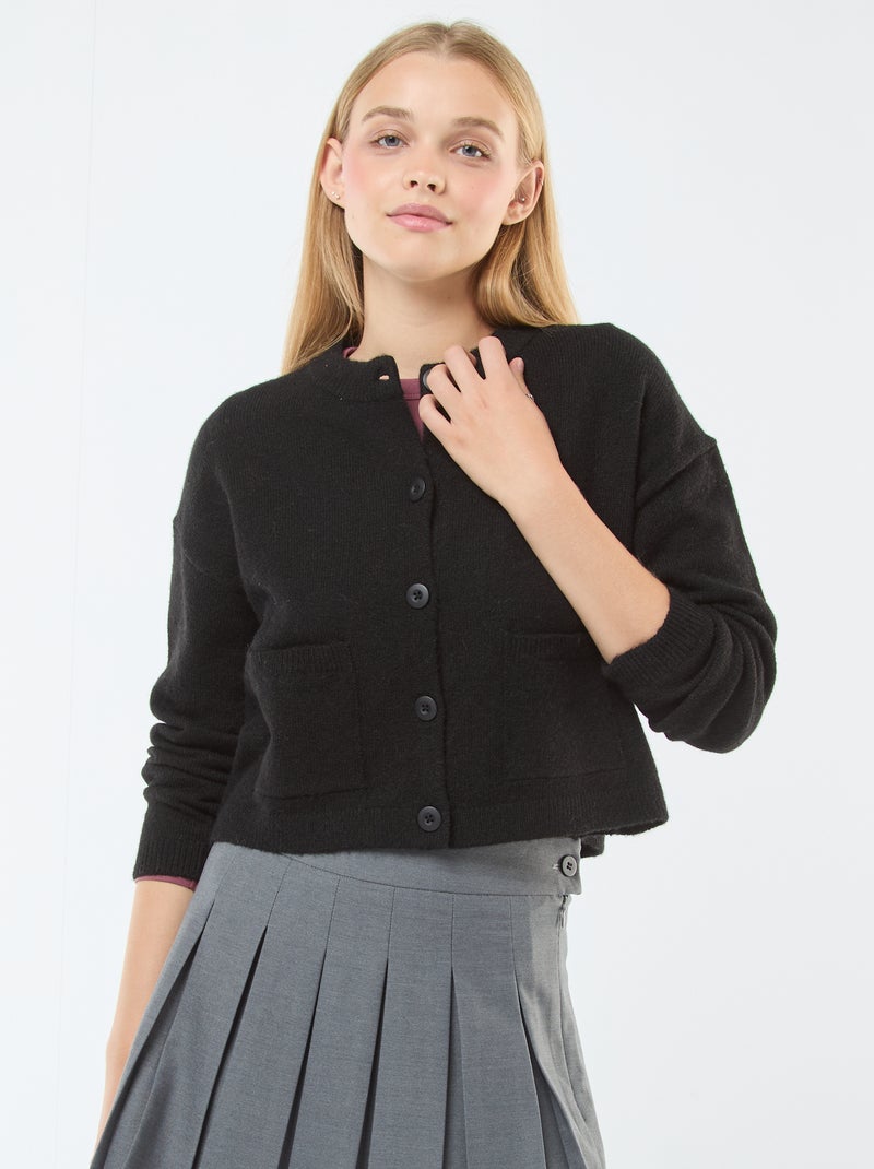 Casaco cropped em malha Preto - Kiabi