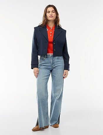 Casaco cropped estilo trench coat