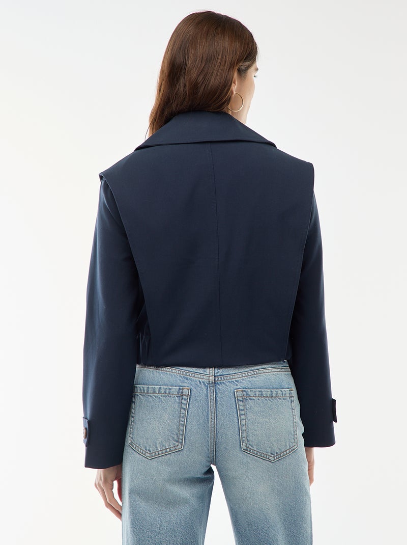 Casaco cropped estilo trench coat Azul - Kiabi