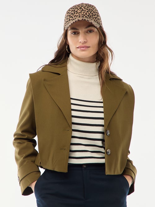 Casaco cropped estilo trench coat - Kiabi