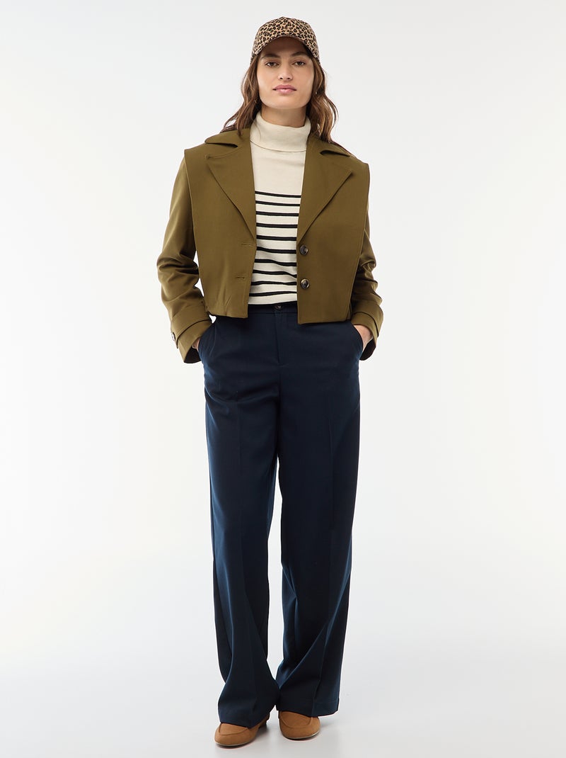 Casaco cropped estilo trench coat Verde - Kiabi