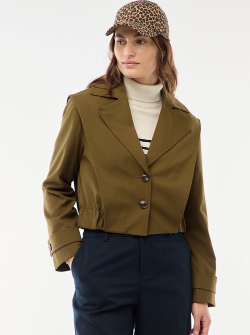 Casaco cropped estilo trench coat - Kiabi