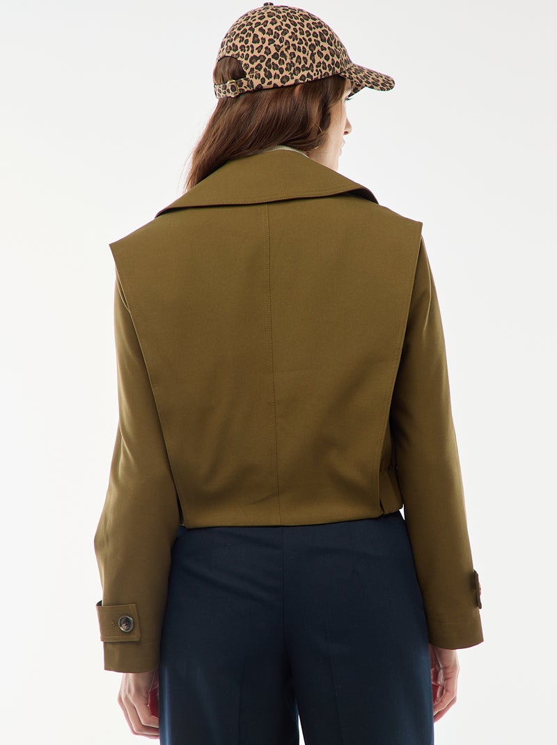Casaco cropped estilo trench coat Verde - Kiabi
