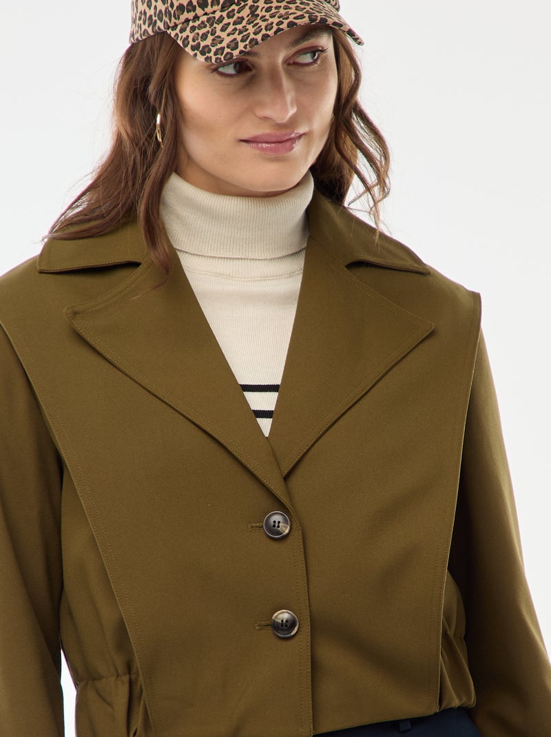 Casaco cropped estilo trench coat Verde - Kiabi
