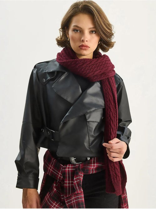 Casaco cropped oversized em pele sintética lucci - Kiabi