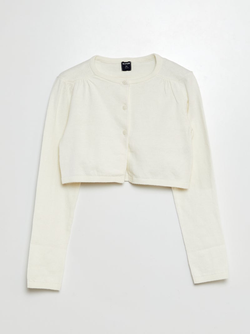 Casaco curto bolero canelado Branco - Kiabi