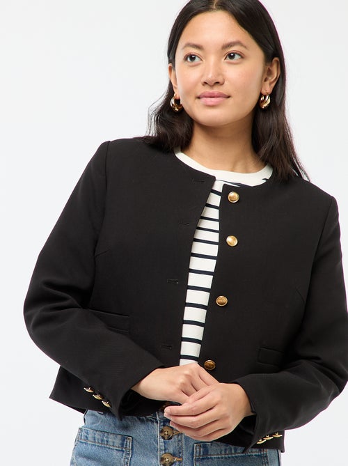 Casaco curto com botões dourados - Kiabi