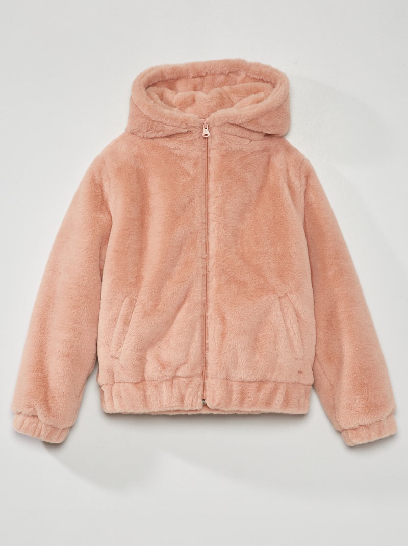 Casaco curto com efeito de pelo ROSA - Kiabi