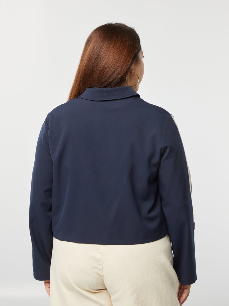 Casaco curto com fecho e gola de camisa AZUL - Kiabi