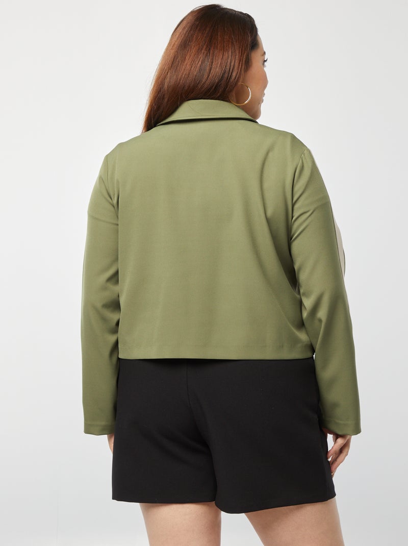 Casaco curto com fecho e gola de camisa CAQUI - Kiabi