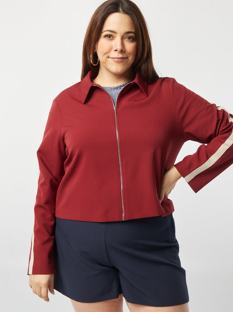 Casaco curto com fecho e gola de camisa VERMELHO - Kiabi