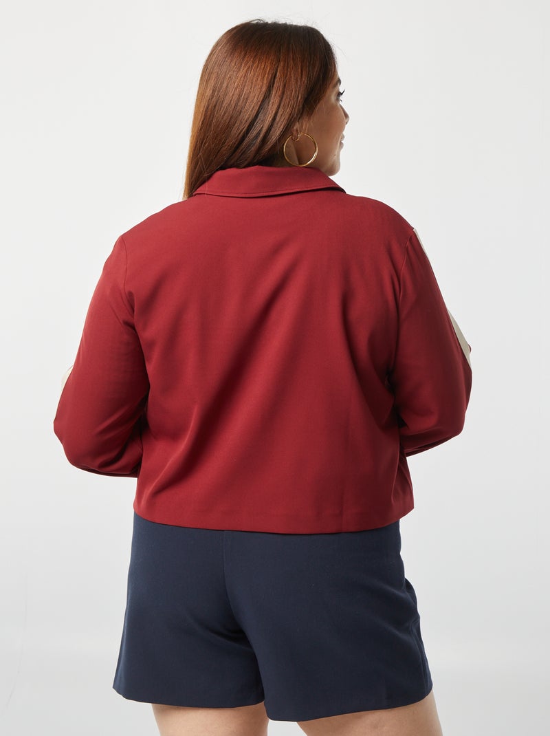 Casaco curto com fecho e gola de camisa VERMELHO - Kiabi