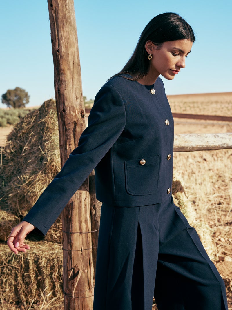 Casaco curto de cerimónia liso Azul - Kiabi