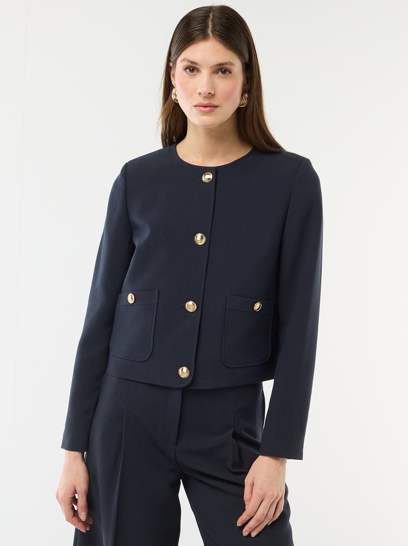 Casaco curto de cerimónia liso Azul - Kiabi