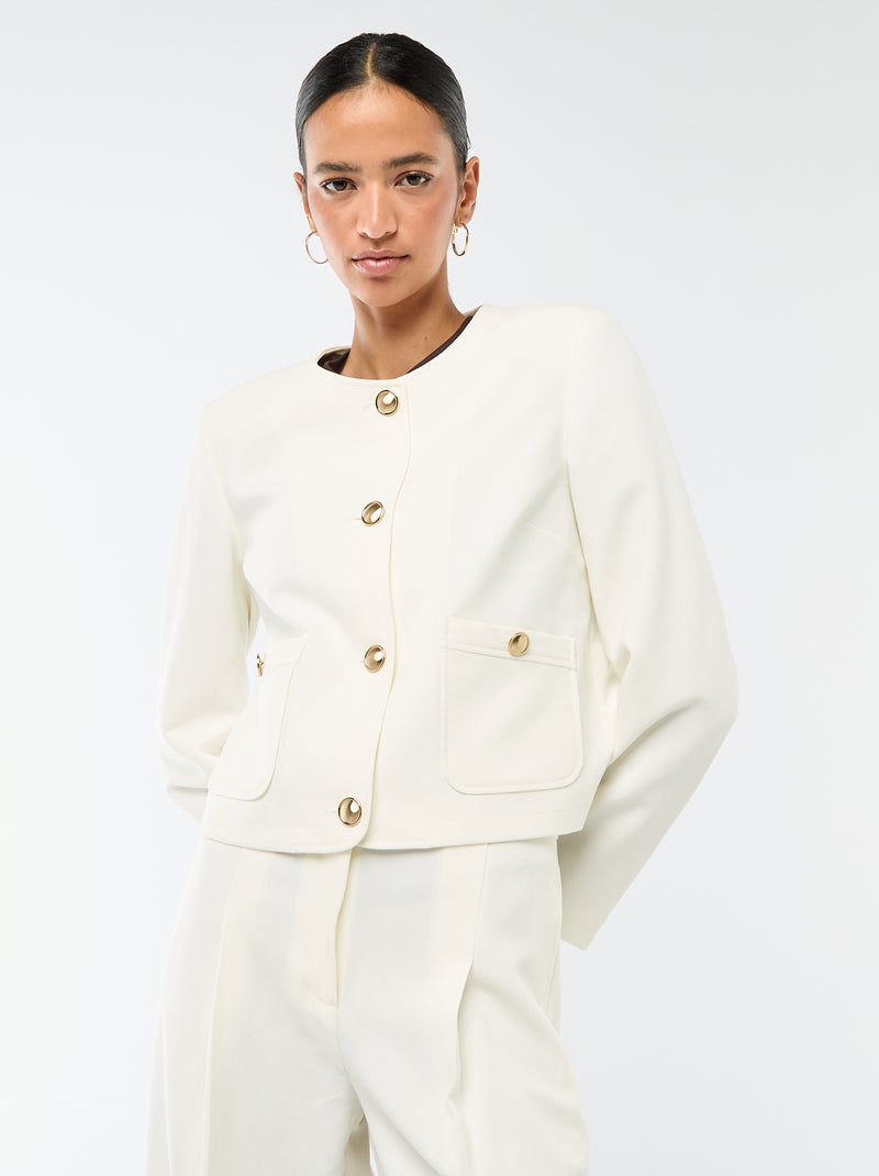 Casaco curto de cerimónia liso Branco - Kiabi