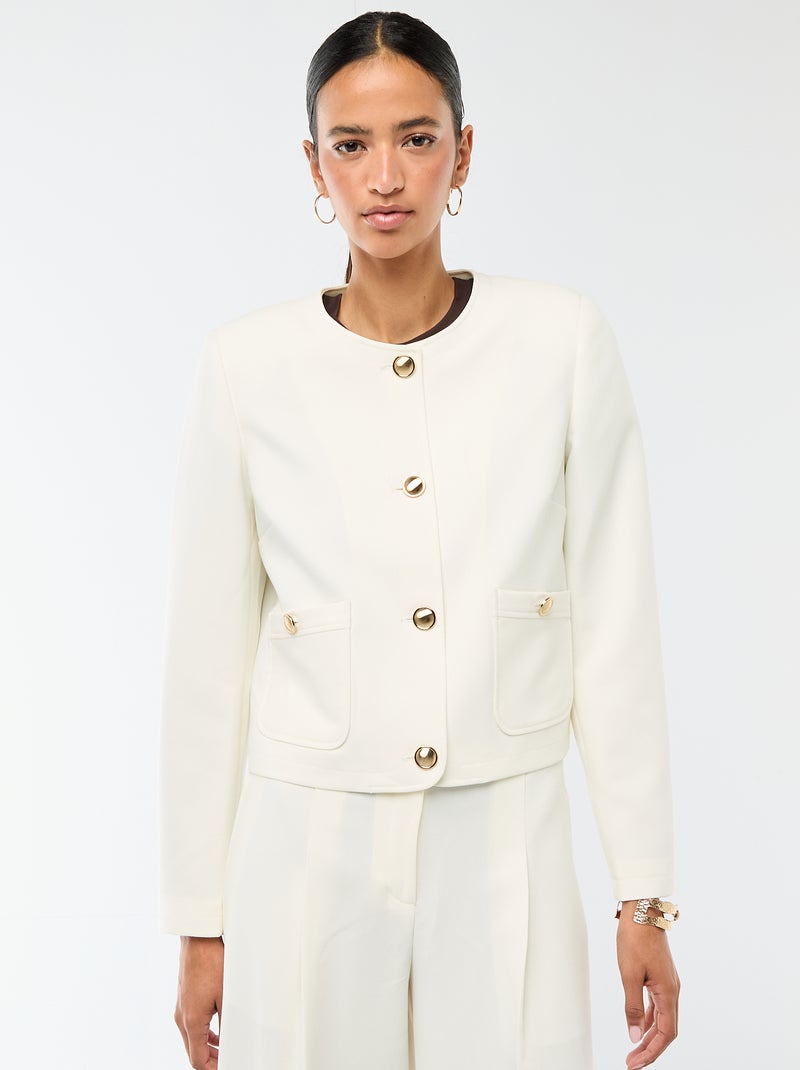 Casaco curto de cerimónia liso Branco - Kiabi