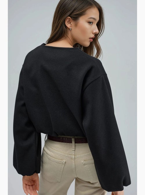 Casaco curto de gabardina com fecho de correr e bolso busem - Kiabi Casaco curto de gabardina com fecho de correr e bolso busem - Kiabi