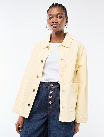 Casaco curto de ganga com 2 bolsos de chapa