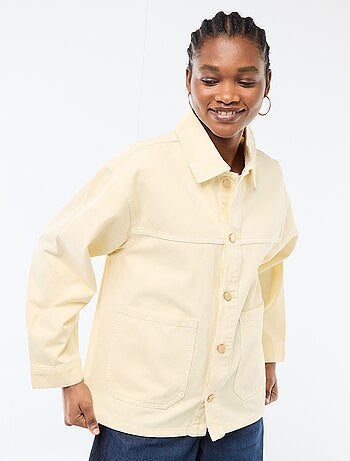 Casaco curto de ganga com 2 bolsos de chapa