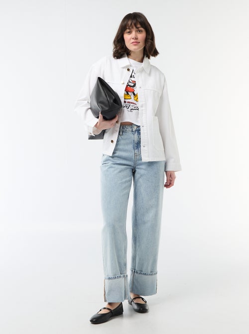 Casaco curto de ganga com 2 bolsos de chapa - Kiabi