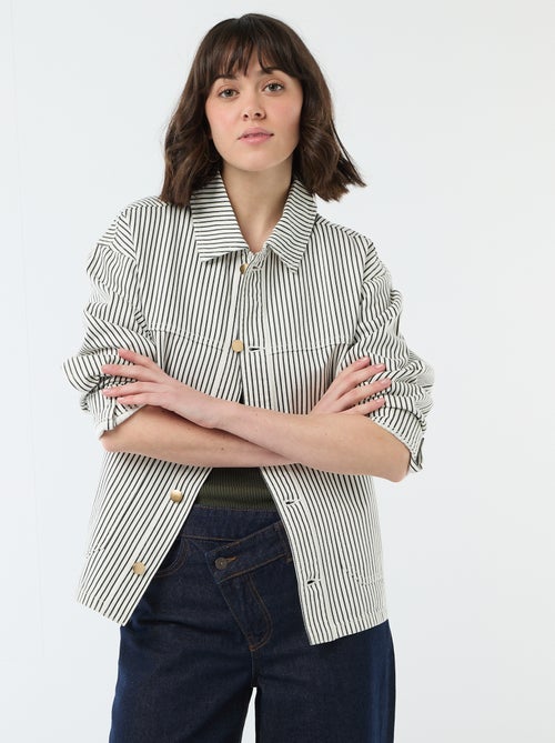 Casaco curto de ganga com 2 bolsos de chapa - Kiabi