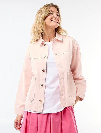 Casaco curto de ganga com 2 bolsos de chapa