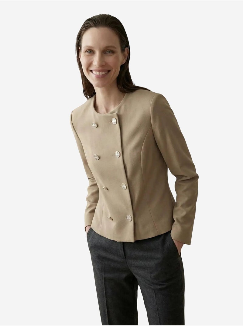 Casaco curto de tweed alfaiatado com botões my fashion Camelo - Kiabi