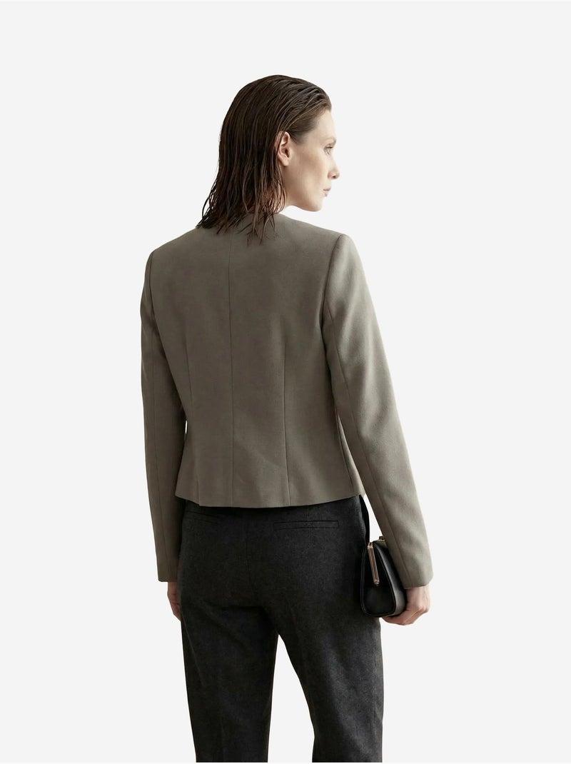 Casaco curto de tweed alfaiatado com botões my fashion Cáqui - Kiabi