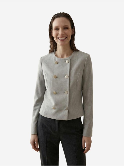 Casaco curto de tweed alfaiatado com botões my fashion - Kiabi Casaco curto de tweed alfaiatado com botões my fashion - Kiabi