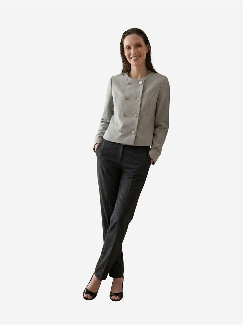 Casaco curto de tweed alfaiatado com botões my fashion Cinza - Kiabi