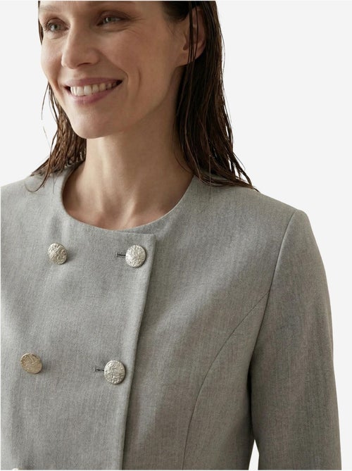 Casaco curto de tweed alfaiatado com botões my fashion - Kiabi Casaco curto de tweed alfaiatado com botões my fashion - Kiabi