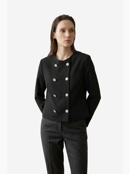 Casaco curto de tweed alfaiatado com botões my fashion - Kiabi